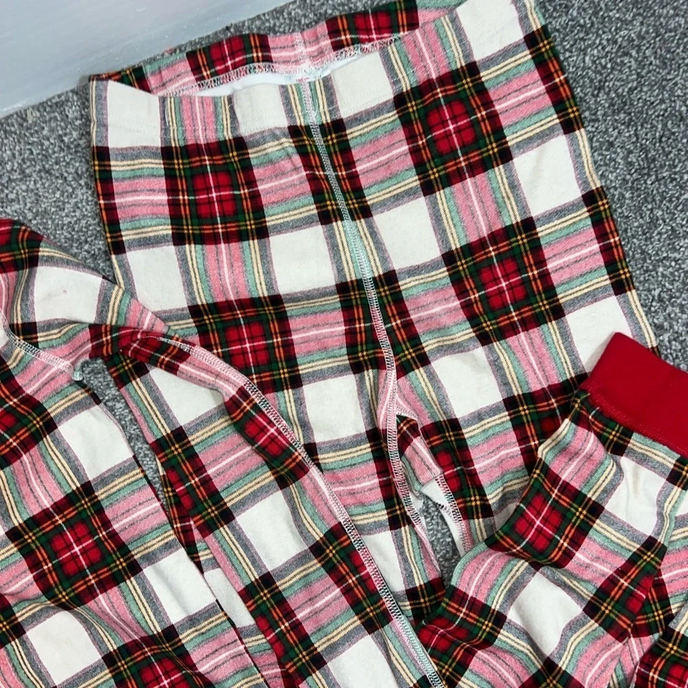 Hanna Andersson Long John Pajama Set Plaid Kids Pajamas - Red and Green size 14